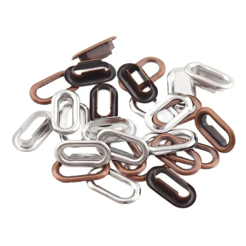 200sets Brass Oval Eyelets With Grommets Red copper 10mm for Leathercraft DIY Scrapbooking Shoes Cap Bag Tags Clothes Accessory