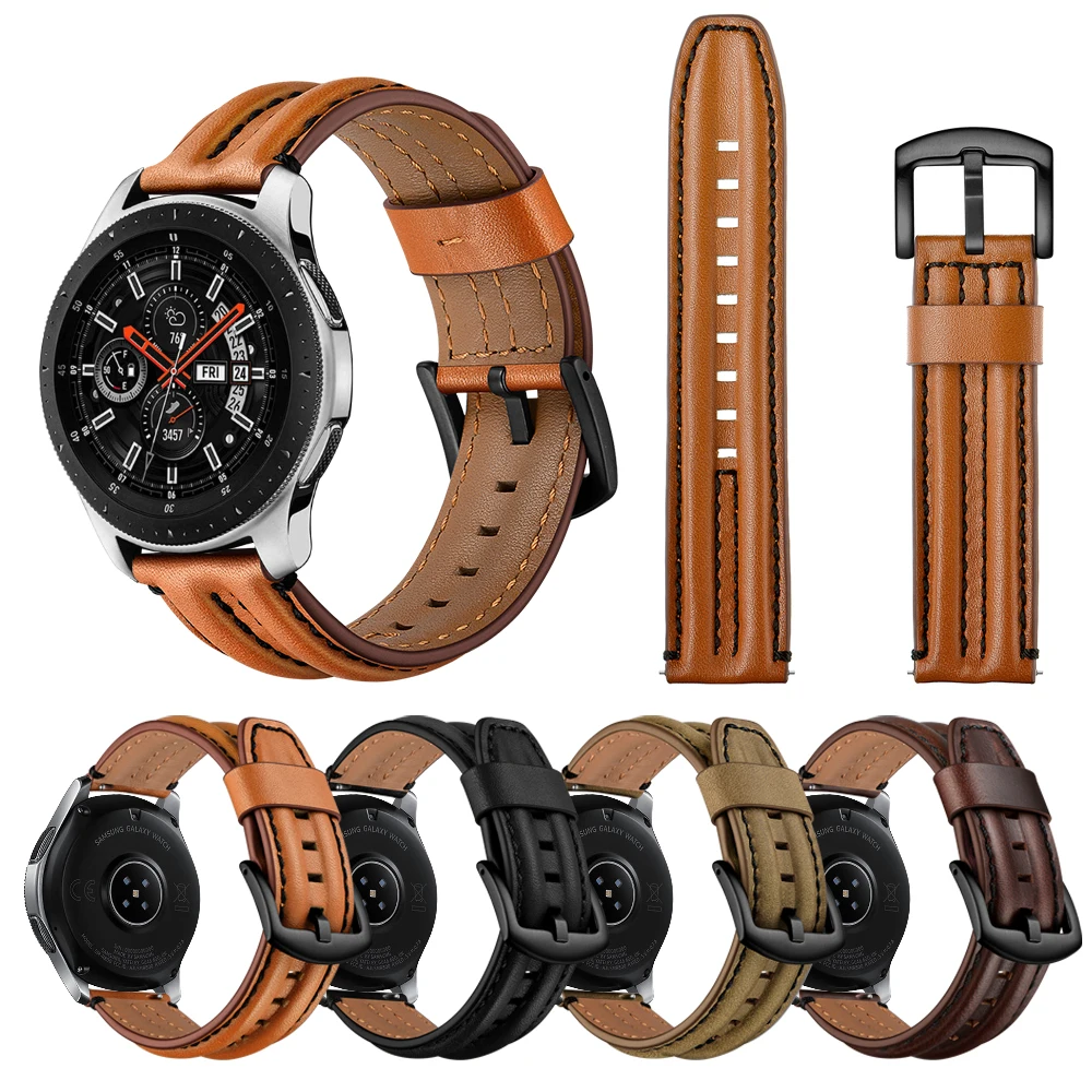 Newest Double dragon-bone cow leather Watch Band for Samsung Galaxy Watch 46mm Strap for Huawei GT 1 2e straps huami amazfit 1 2