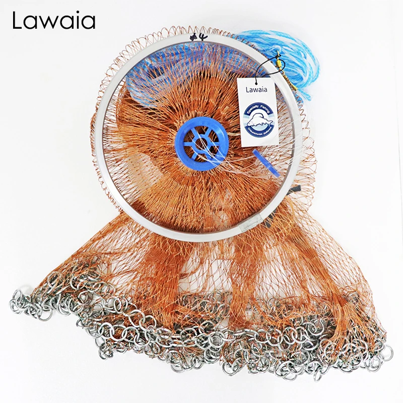 

Lawaia Hand Throw Fish Net Landing Cast Net Iron Chain Pendant Small Mesh Diameter 2.4M-4.2M Folding Fishing Nets Trap Tire Line