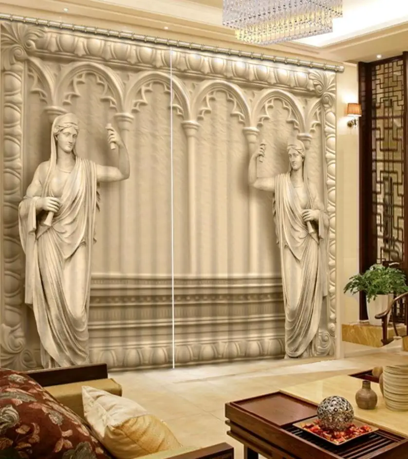 

roman curtains 3D Curtain Printing Blockout Polyester Chinese Sun Photo Drapes Fabric For Room Bedroom Window forest curtains