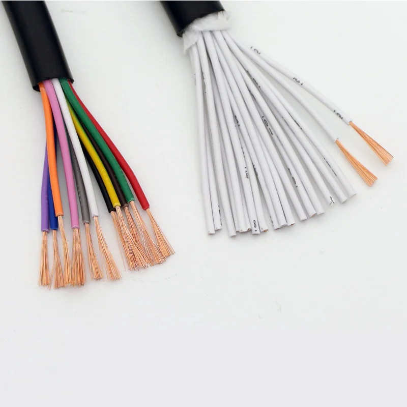 18AWG 0.75mm2 RVV Black Cable Wiring 2/3/4/5/6/7/8/10/12/16/20 Multi Core Wiring Pins Control Signal Wire