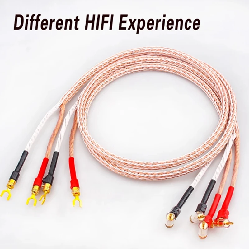 Hifi  audio 8TC OCC high-end HIFI gun-shaped gold-plated R-shaped Y-shaped shovel banana plug 24-core speaker cable Without box