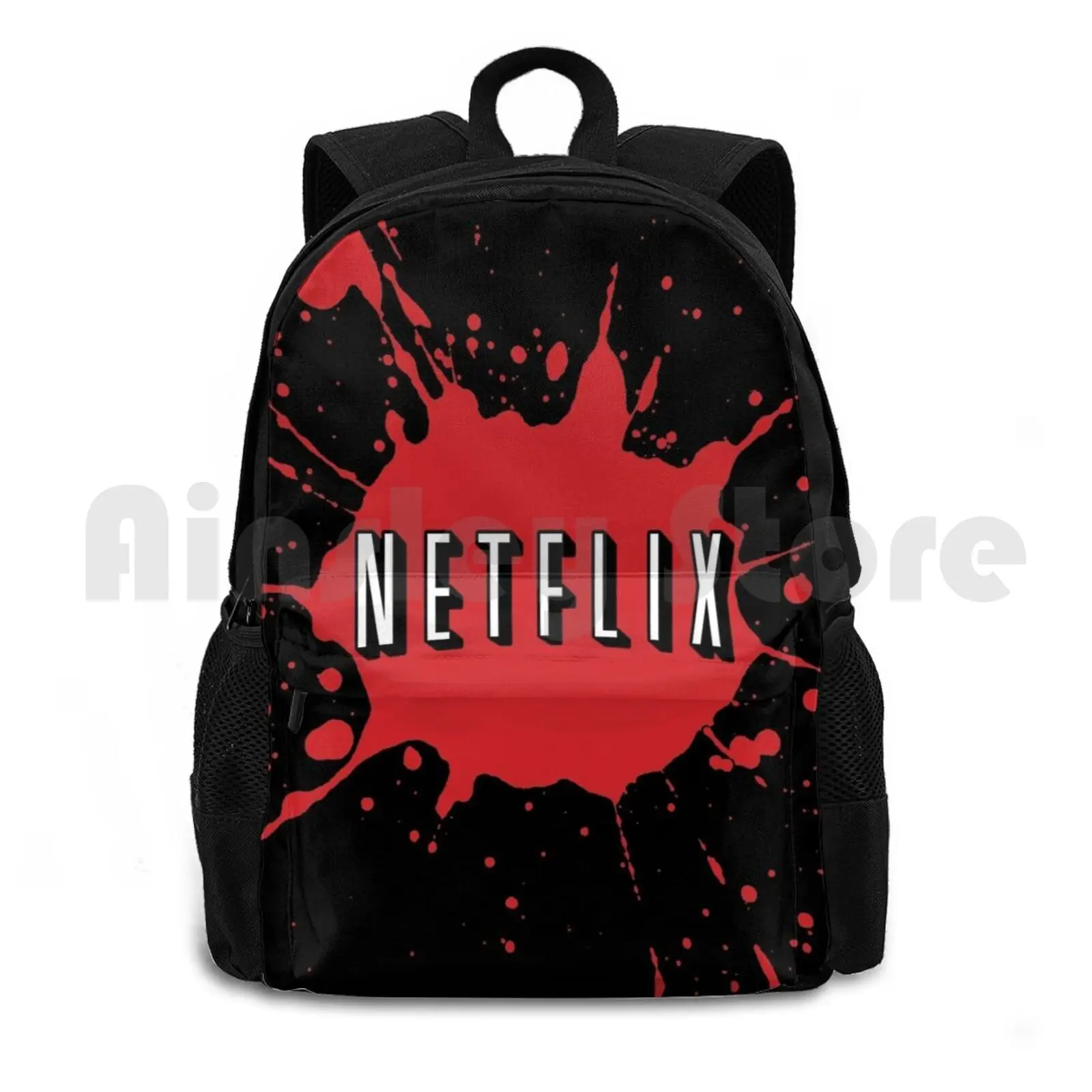 Netflix Splatter Outdoor Hiking Backpack Riding Climbing Sports Bag Netflix Net Flix Red Meme Halloween Costume Fun Awesome