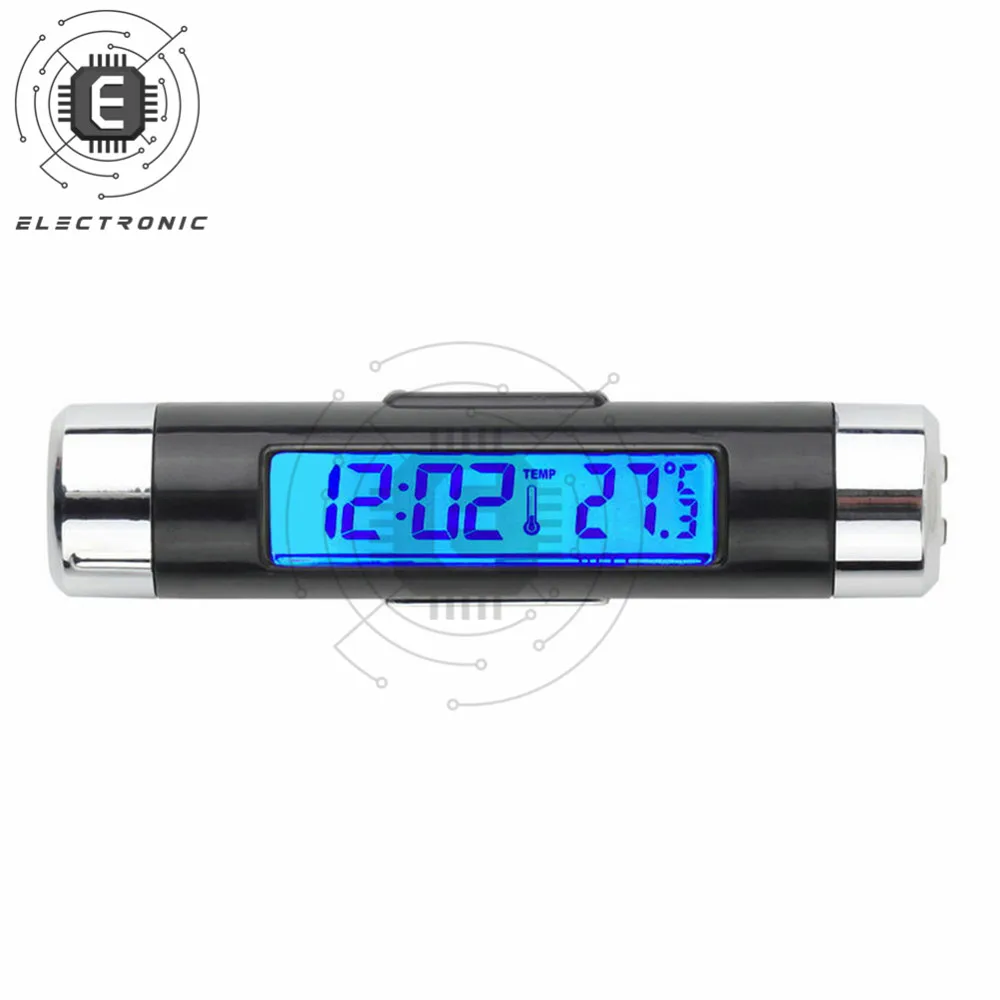 2 in 1 Car Clock Thermometer Digital Thermometer Sensor Car Air Conditioner Digital LCD Display Without Battery