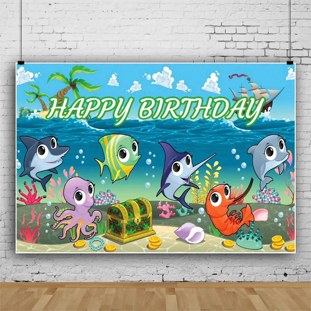 Laeacco Underwater World Seabed Creature Baby Birthday Party Photo Backdrop Photographic Background Photocall For Photo Studio