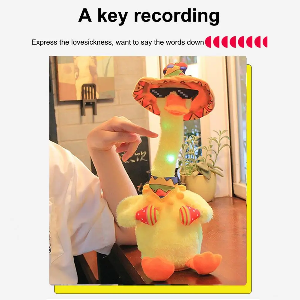 Duck Toy Electric Musical Light Effect Walking Dancing Duck Plush Toy Electronic Vocal Toys for Kids Adults