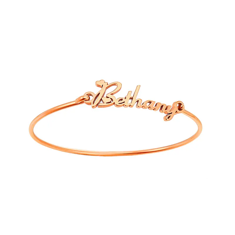 Custom Wire Bangle Personalized Name Bracelet for Women Girl Stainless Steel Cuff Birthday Blessing Jewelry Gift