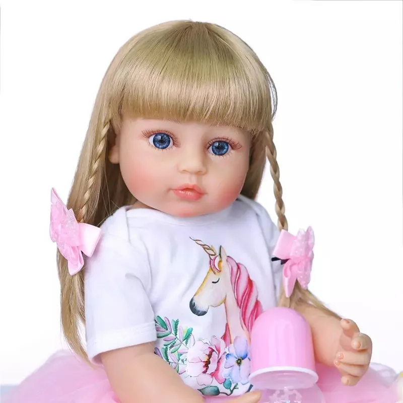 

Latest Golden Sticked Hair Wig for 22inch Reborn Doll Long Strainght hair for 48-55cm Silicone Reborn Baby Dolls Hair Wig