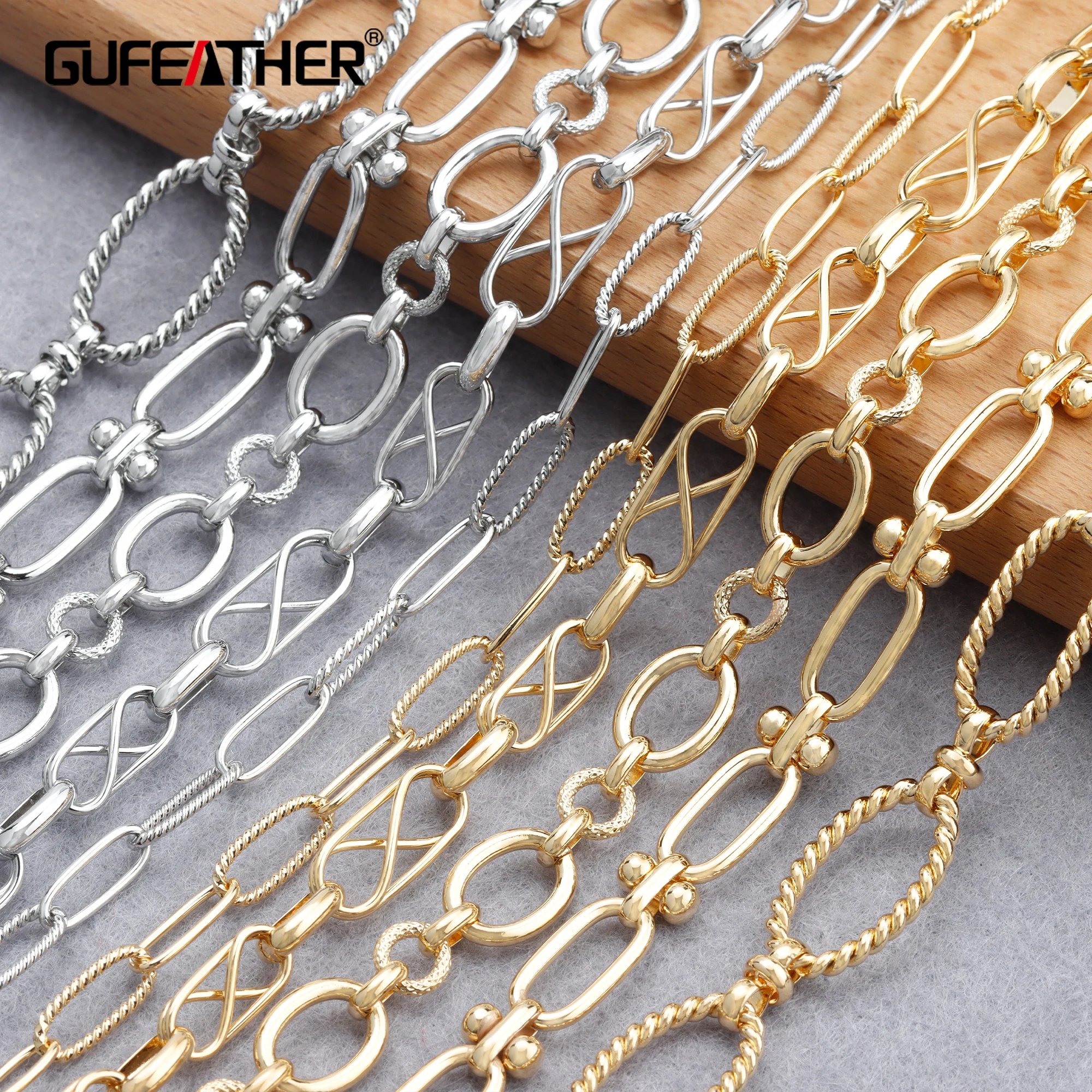 GUFEATHER C169,diy chain,pass REACH,nickel free,18k gold rhodium plated,copper,charm,diy bracelet necklace,jewelry making,1m/lot