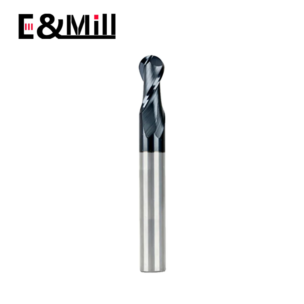 HRC45 2 Flute Tungsten steel ball cutter, ultrafine particle wear-resistant ball head alloy milling cutter round head spherical