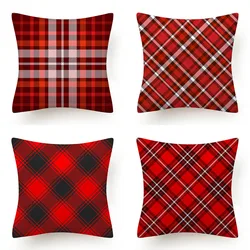 Merry Christmas Cushion 45*45 Tree Snowflake Red Lattice Pillows Decorative Linen Pillowcase Sofa Cushions Home Decor