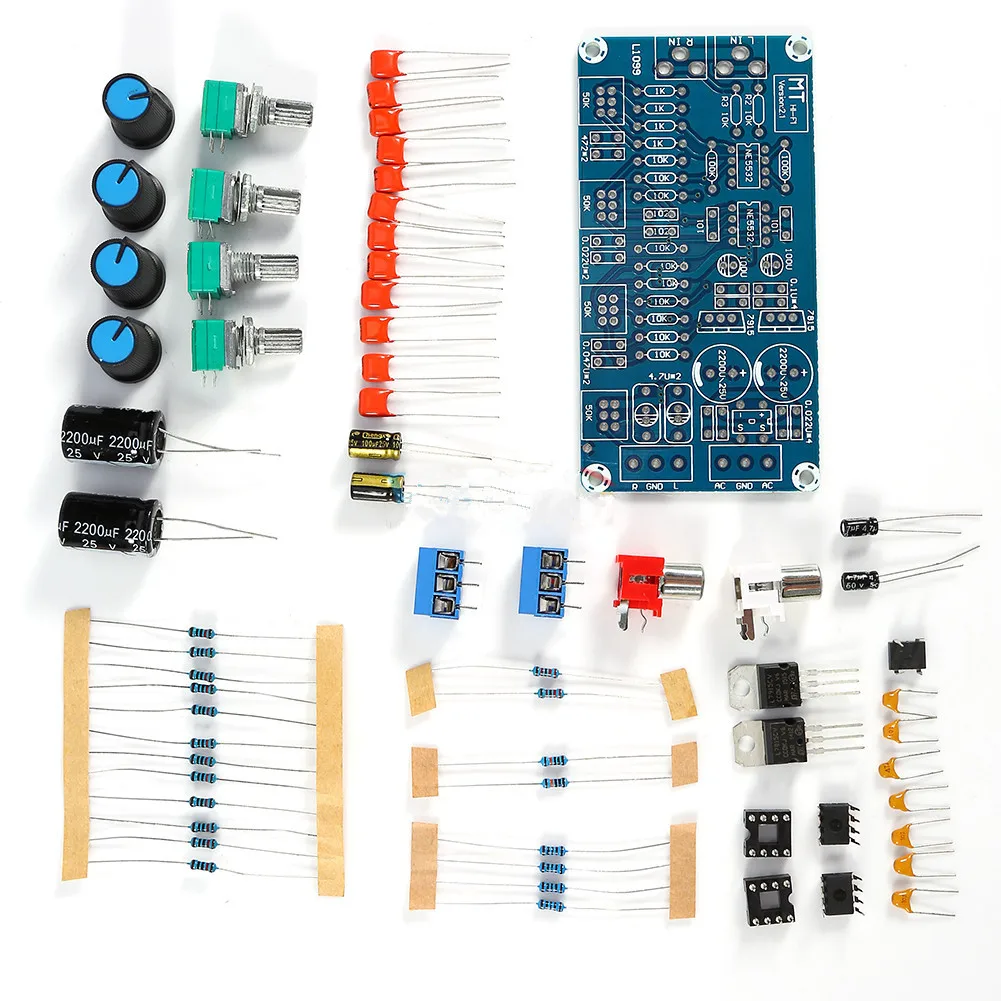 Amplifier NE5532 Preamp Preamplifier Volume Tone Control Diy Kit Board Treble Midrange Bass EQ DIY Dual AC 12V - 18V