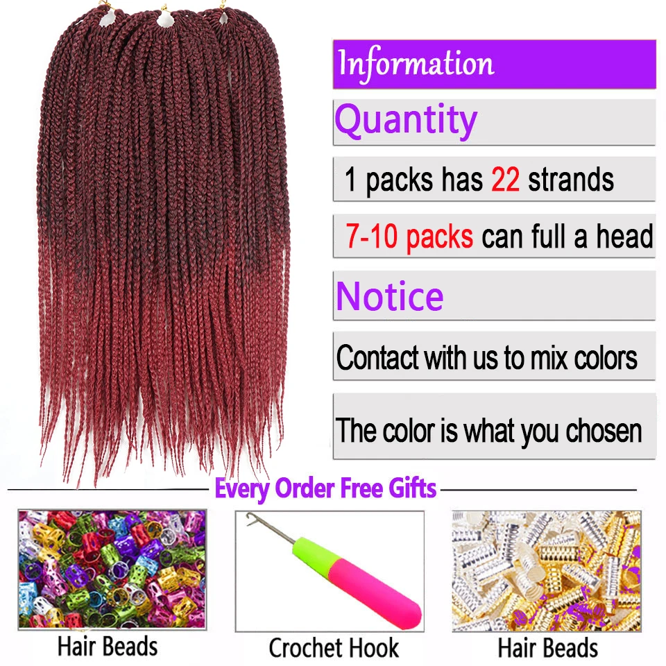 Beyond Beauty Crotchet Box Braid Hair Extensions Ombre Black Brown Colors Braiding Hair Synthetic Crochet Braids Bulk