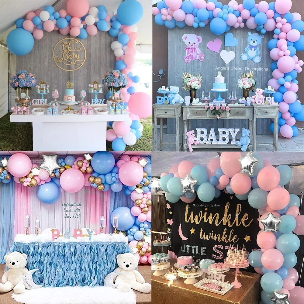 196 Pcs Baby Shower Decoration Gender Secret Boy Girl Balloon Arch Bridge Cover Pink Blue Birthday Party Decoration