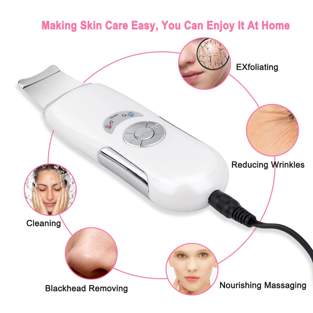 Ultrasonic Skin Scrubber Deep Face Cleaning Machine Peeling Shovel Facial Pore Cleaner Face Skin Lift Machine Mesotherapy