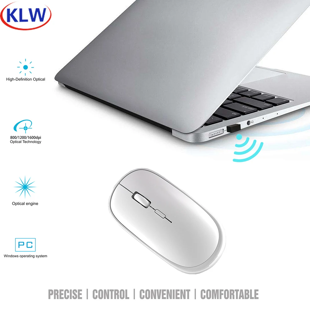 Optical Wireless Mouse 1600DPI 2.4G Wireless Mice Receiver ultra slient home Office Mouse for PC Laptop Notebook Rechargeable