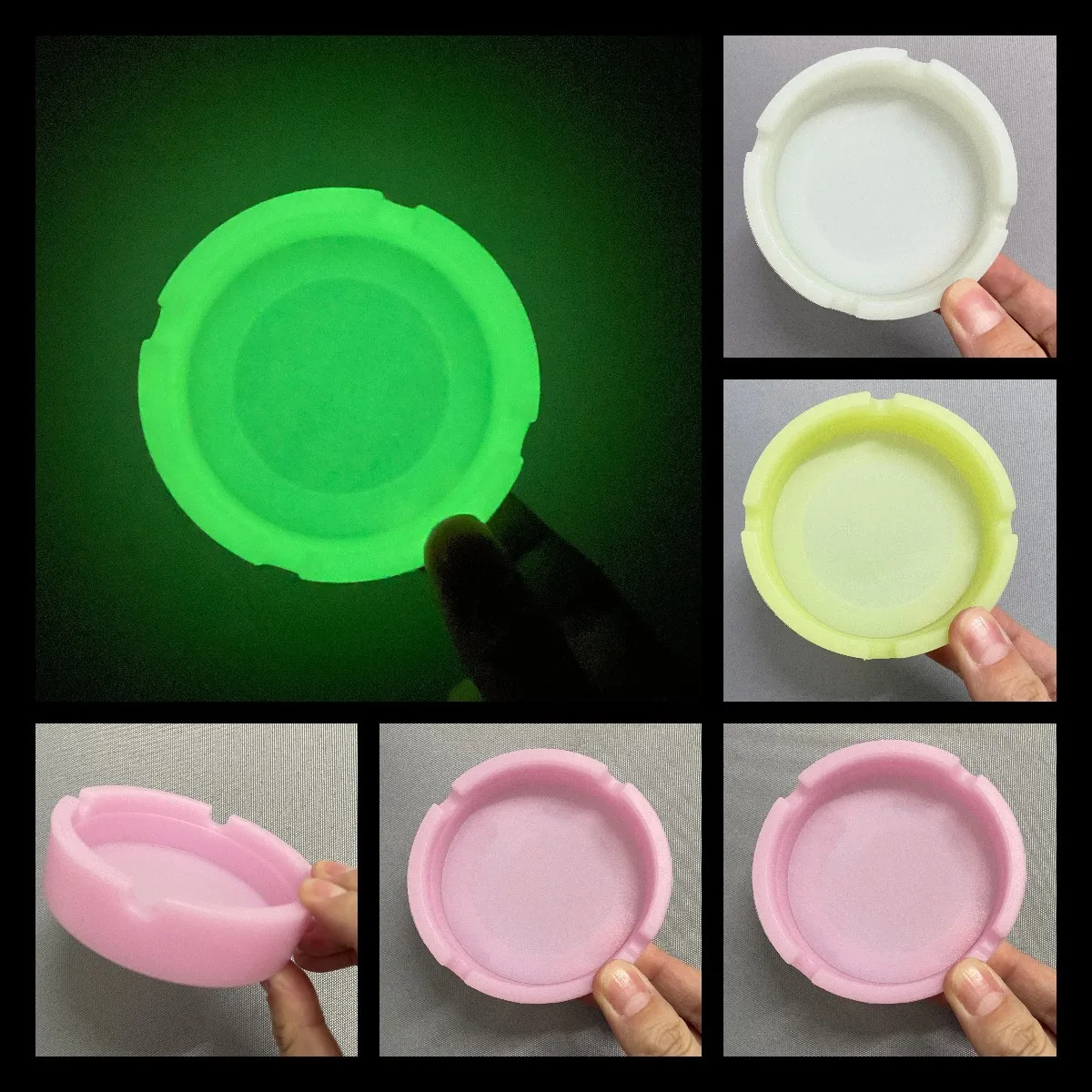 

Round Silicone Ashtray Glow in the Dark Smoking Ashtray-Multi Colors Available