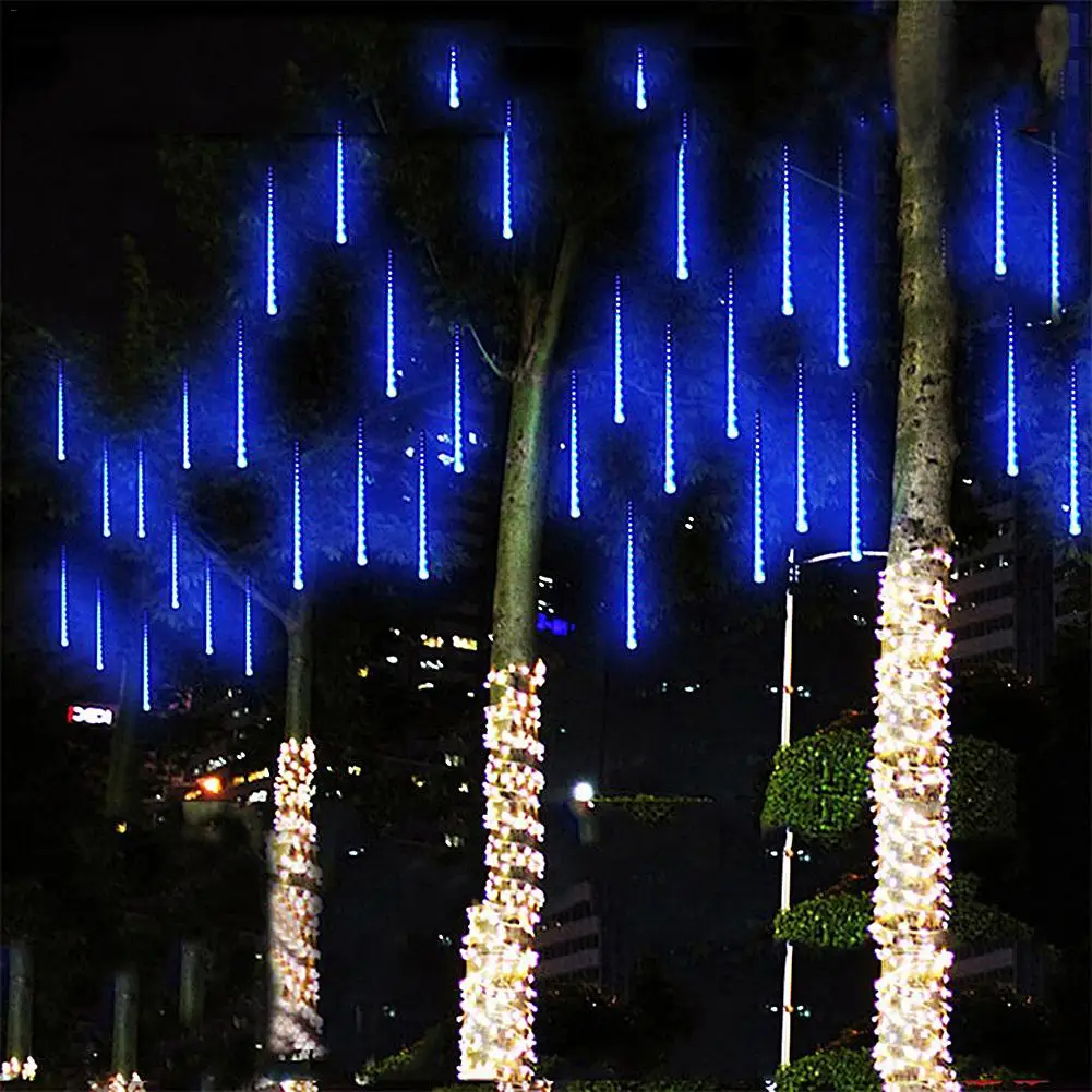 Tira de luces LED impermeables para exteriores, tira de luces de 30cm, con 8 tubos de lluvia y lluvia, para decoración de fiestas, bodas y Navidad, 192