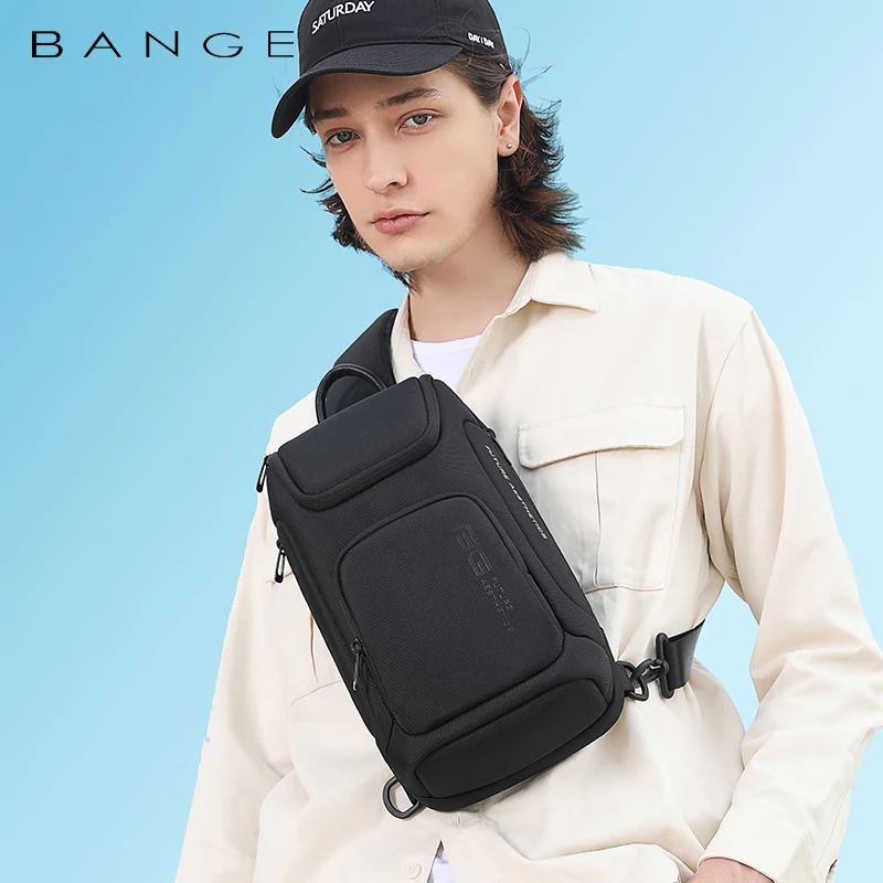 BANGE Crossbody Bag For Men Portable Waterproof Shoulder Messenger Bags Male Travel Short Trip Chest Bag Fit For 9.7 Inch iPad