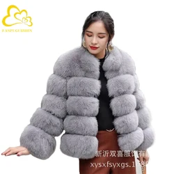 Faux Fur Coat for Women Fake Fur Outerwear Stand Collar Casual Party Overcoat Autumn and Winter Fashion