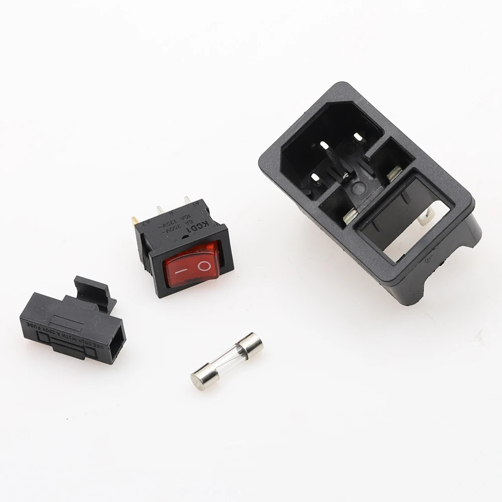 1PC Rocker Switch Fused IEC 320 C14 Inlet Power socket with lamp Fuse Switch Connector Plug Connector with fuse