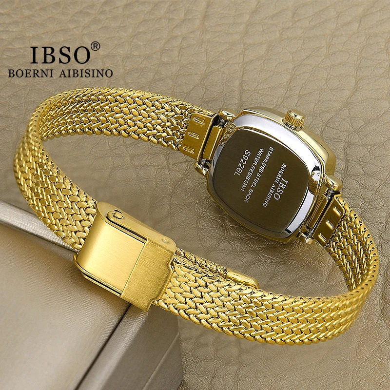 IBSO Gold Luxury Women Watches New Waterproof Quartz Watch Ladies Stainless Steel Strap Simple Design Japanese Movement #B9226