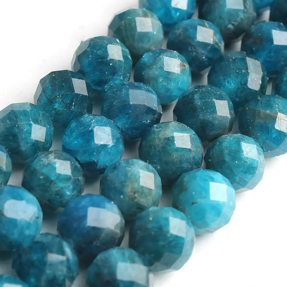 8mm Faceted Apatite Stone Beads for Jewellery Making 7.5 Inch DIY Bracelets for Women