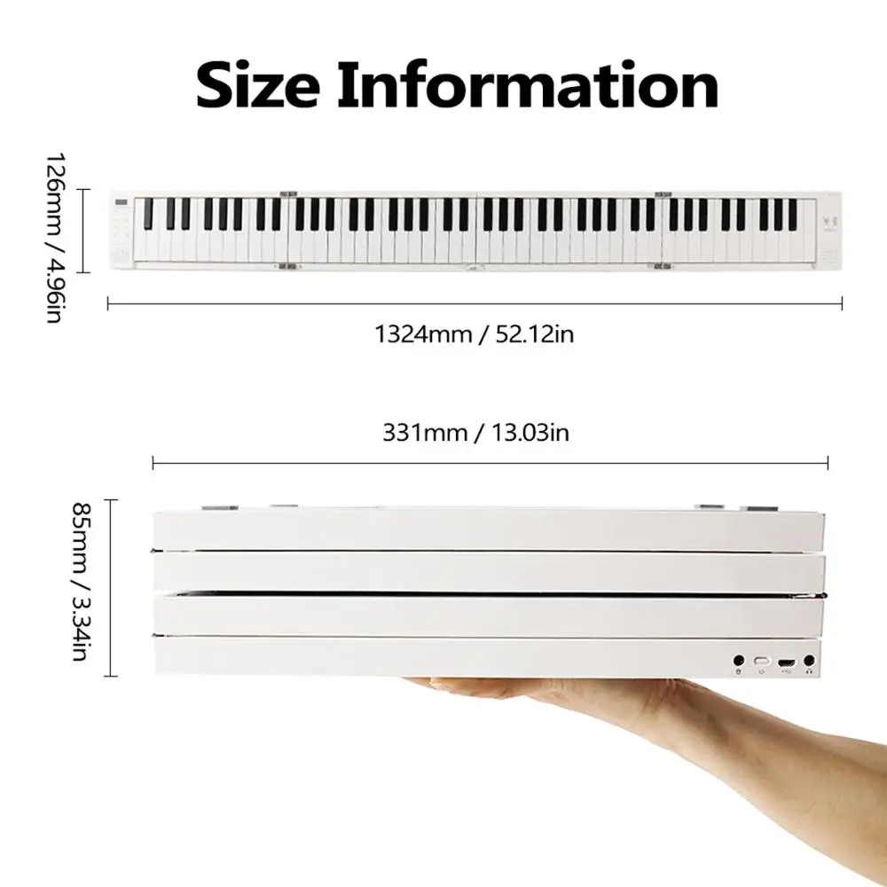 MIDIPLUS 88 Keys Foldable Electronic Piano Portable Keyboard 128 Tones Dual Speakers Headphone Output with Sustain Pedal 49-Key