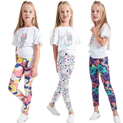 Leggings con estampado de flores para niños, pantalones para niñas, ropa para bebés, 2 a 16 años