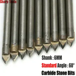 10pc 6MM 60 Degree Solid Carbide Cutters CNC V Router Bit Carving Milling Tools for Stone Marble 3D Engraver Cutter End Mill Set