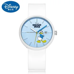 Disney Official Unisex Children Casual Quartz Wristwatches Donald Duck Cartoon Dial Case Soft Silicone Boys Girls Students Clock