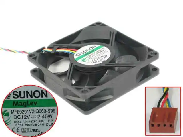 SUNON MF80201VX-Q060-S99 Server Cooling Fan DC 12V 2.40W 80x80x20mm 4-Wire