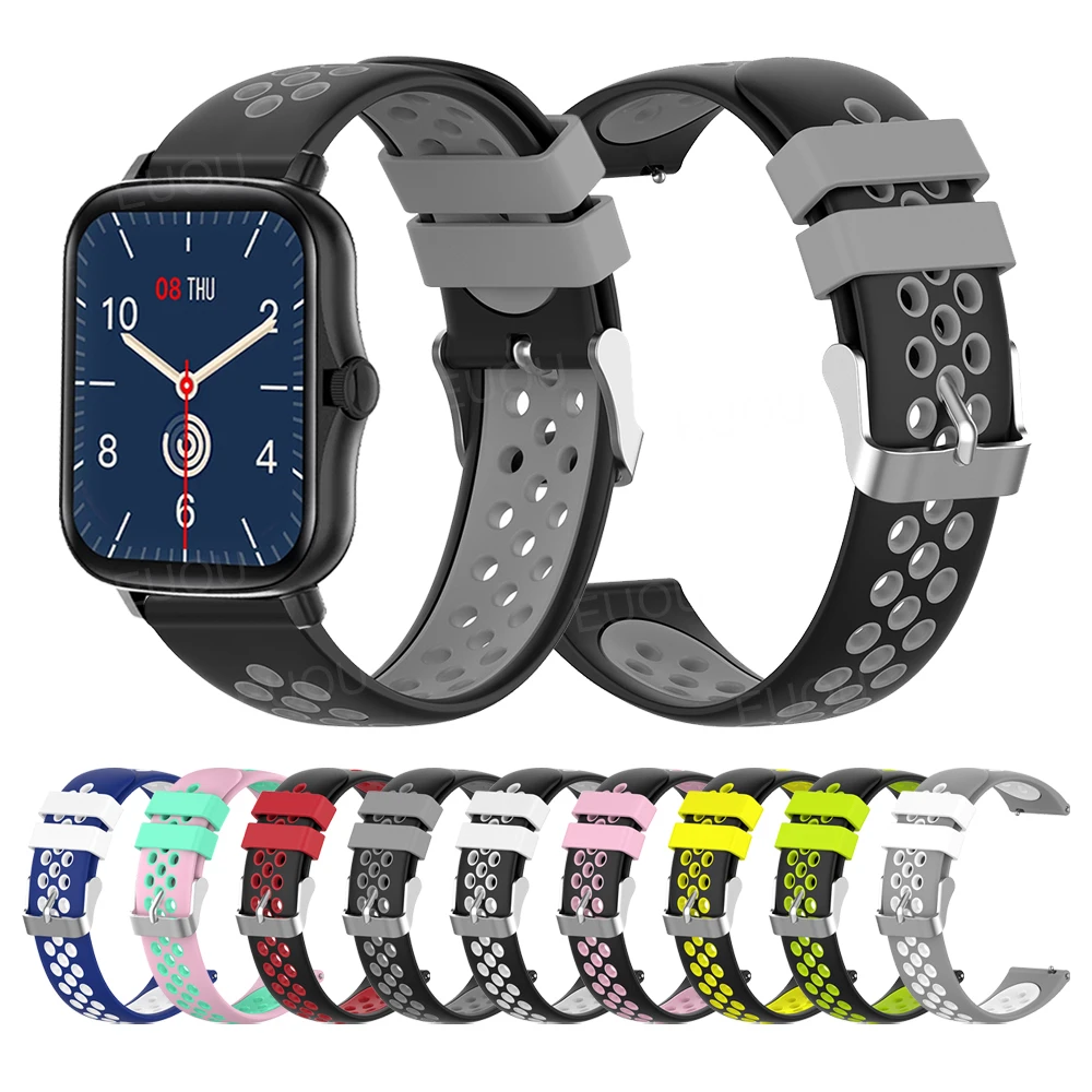 Double color Silicone strap For COLMI P8 Plus Pro P9 P12 Watch Band For COLMI Land 2S V23 wristband Bracelet Replace Accessories