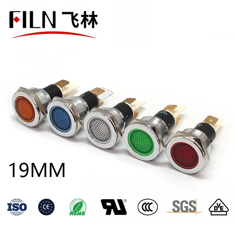 FILN Metal popular product 19mm 12v 24v red blue green white signal light pilot lamp indicator light indicator lamp