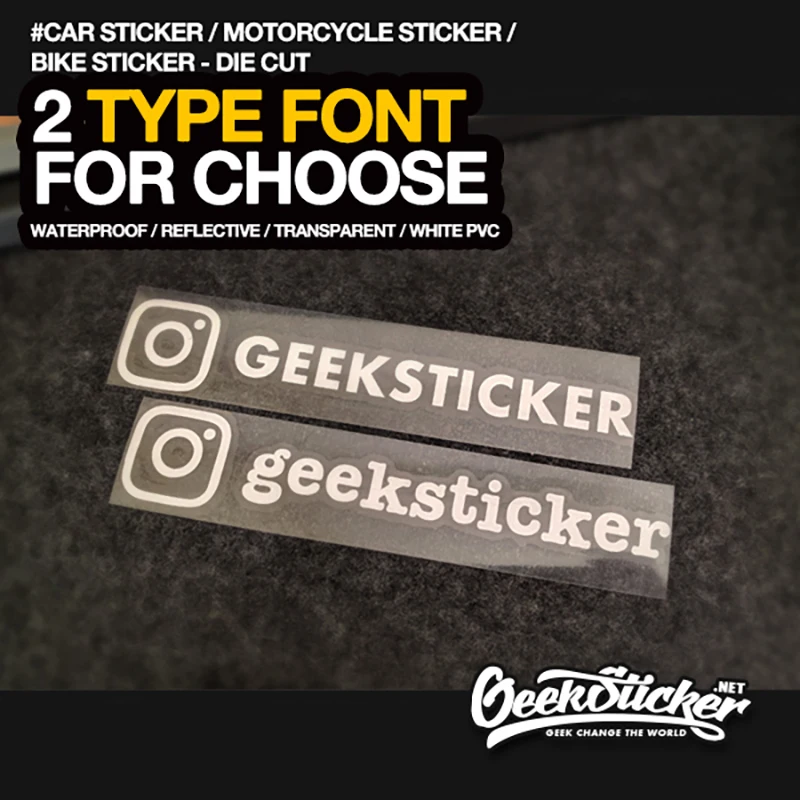 Customized Personalized Die Cut Instagram User Name Waterproof Reflective Car and Motorcycle Decals Bumper Ins Sticker