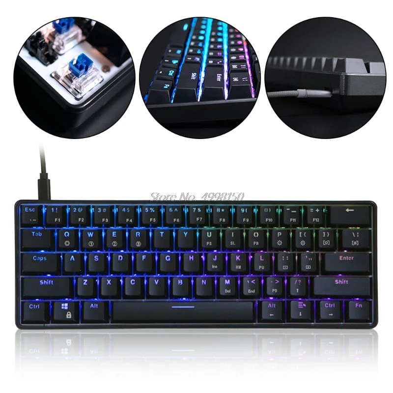 

GK61 61 Key Mechanical Keyboard USB Wired LED Backlit Axis Gaming Mechanical Keyboard For Desktop