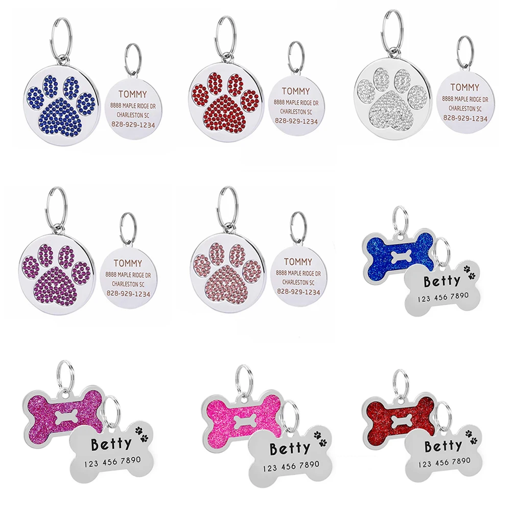 Personalized Dog Tags Pet ID Tag Engraved Name Tag for Dogs Cat Puppy Pets ID Name Collar Dog Nameplate Pet Accessories Bulldog