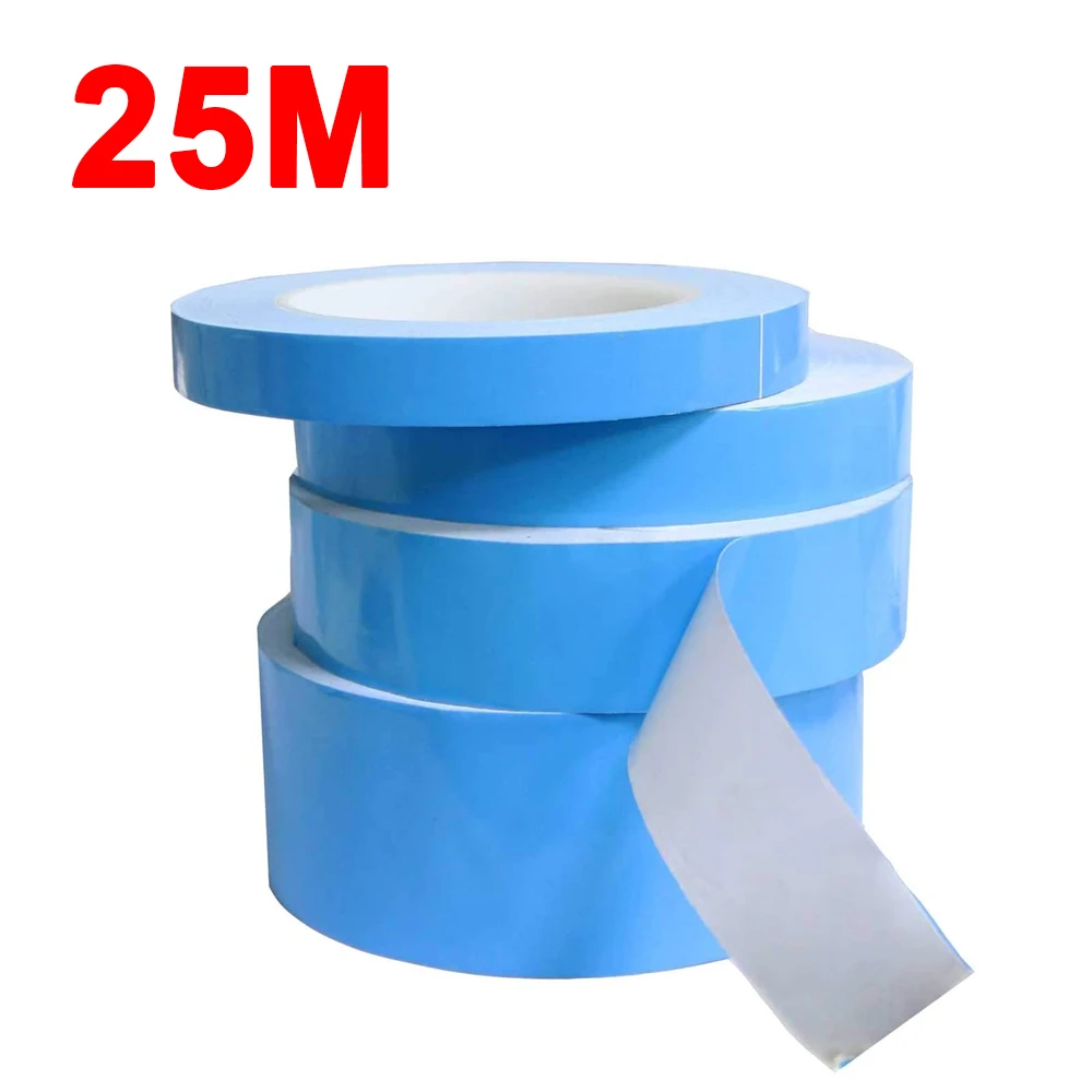 25M dwustronna taśma termoprzewodząca szerokość 5-25mm niebieska taśma termotransferowa samoprzylepny radiator chłodzący do procesora komputera GPU