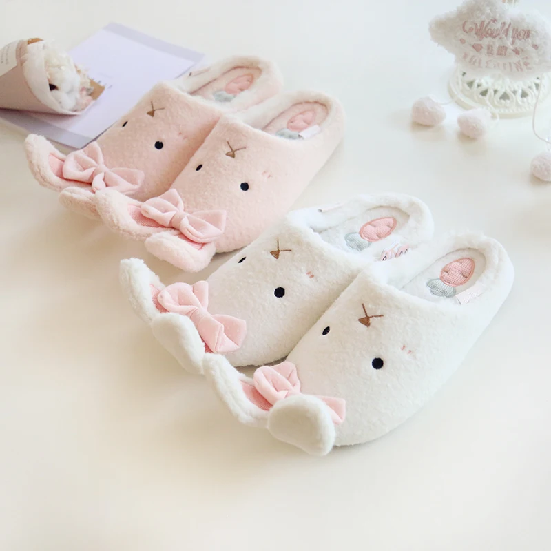 Cartoon Cotton Slipper Woman 2020 Winter Lovely Animal Long Ear Rabbit Slipper Home Fur Home Slipper Office Slipper Woman