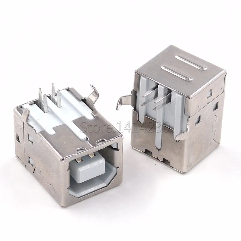 10Pcs Square USB socket usb B Type Female 90 degree PCB welding parent Connector For Printer Data