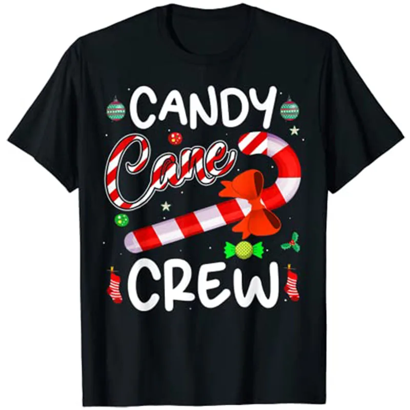 

Забавная Рождественская футболка Candy-Cane-Crew для любителей Рождества