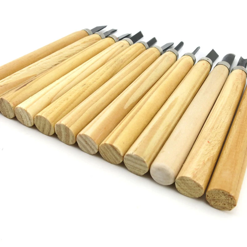 Coltello per scalpelli per intaglio del legno per studenti principianti 12pcs per utensili fai-da-te di base tagliati in legno e utensili manuali per sgorbie dettagliate per la lavorazione del legno