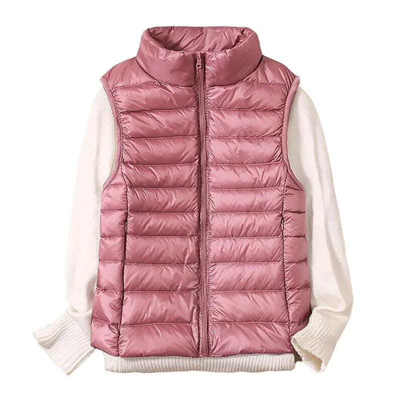 Delle donne Senza Maniche Imbottiture Della Maglia 2020 di Autunno di Inverno delle Donne Ultra Luce 90% Bianco Anatra Imbottiture Maglia Sottile Giacca a Vento Caldo gilet