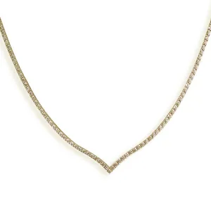 Stonefans-V Strass Cholerry, Kristalltenniskette Halskette, Kragenerklärung, Hochzeitszubehör, Modeschmuck 8 Hauptverkaufskette V - №8