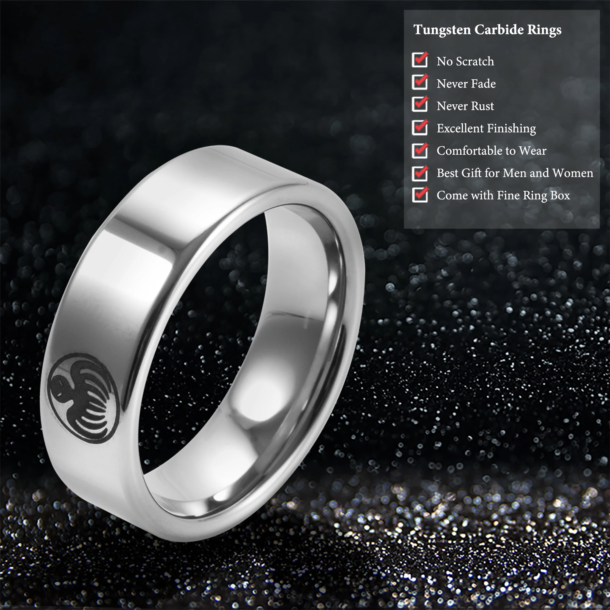 Tungsten Wedding Band - Movie 007 Series Super Ghost James Bond Ring Jewelry Mens Wedding Band Anniversary Ring - Mens Ring