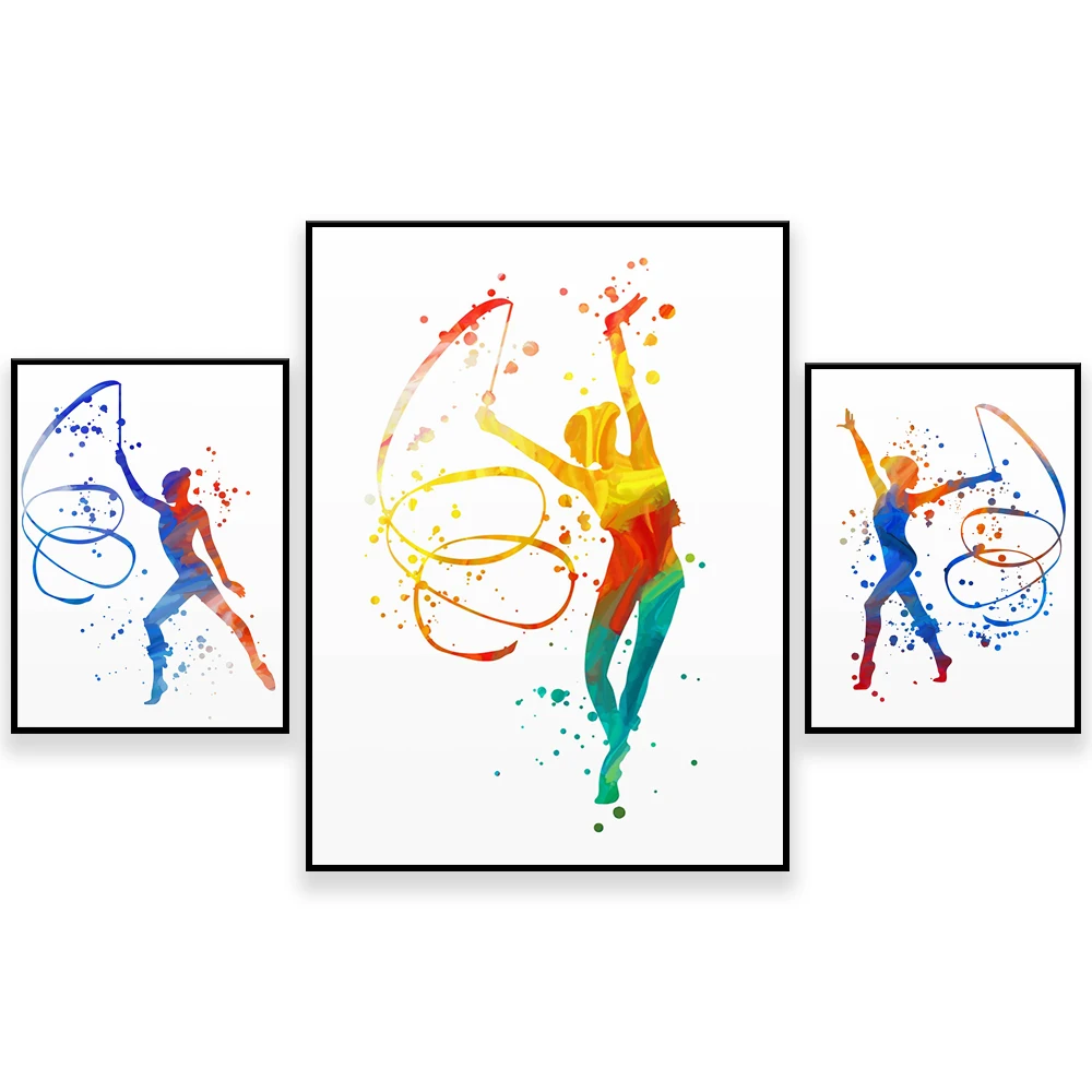 Sport Aquarell Gymnastik Mädchen Drucke, Gymnastik Wandkunst, Gymnastik Coach Geschenk Dekoration Leinwanddruck Poster