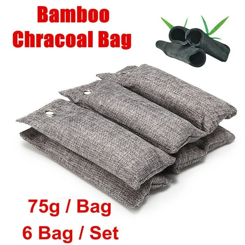 Bamboo Air Purifying Bag Natural Activated Charcoal Odor Absorber Freshener Remove Formaldehyde Gray