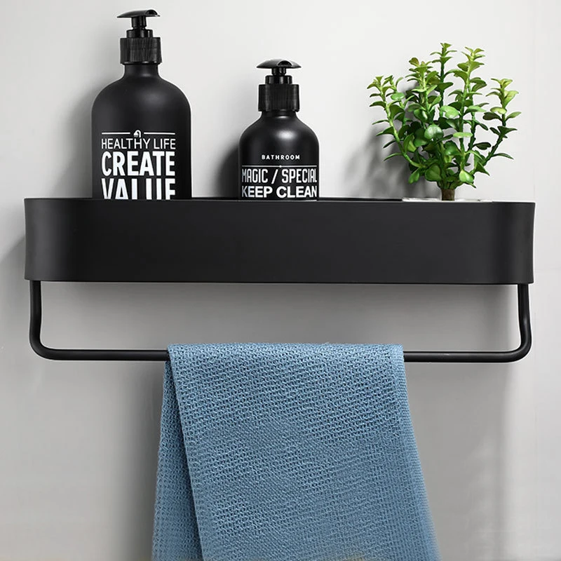 

Punch-free Bathroom Shelf Towel Rack Toilet Storage Rack Sundries Organizer Shampoo Holder