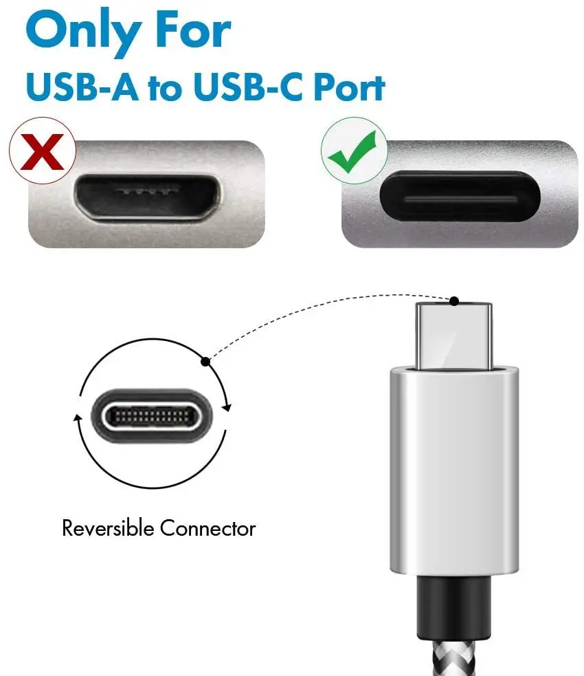 10ft USB C Cáp Sạc Nylon Braided Dài Cáp Type C Cho Samsung Galaxy S9 S10 S8 Plus Note10 9 8 moto Z,Google Pixel