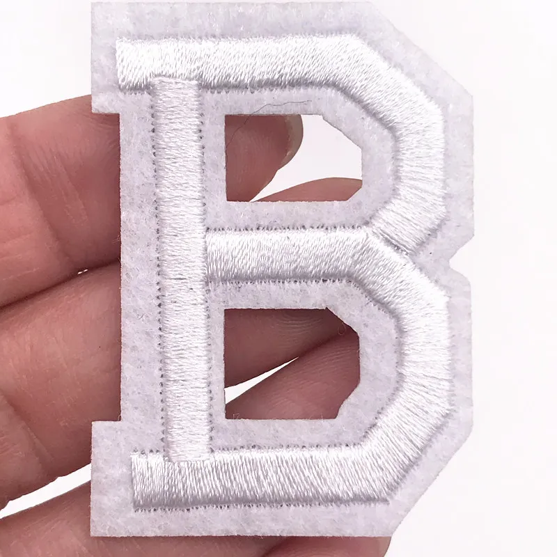 1Pcs White english letters Patches for Clothes Embroidery Appliques Child Women Clothing Accessories Badge